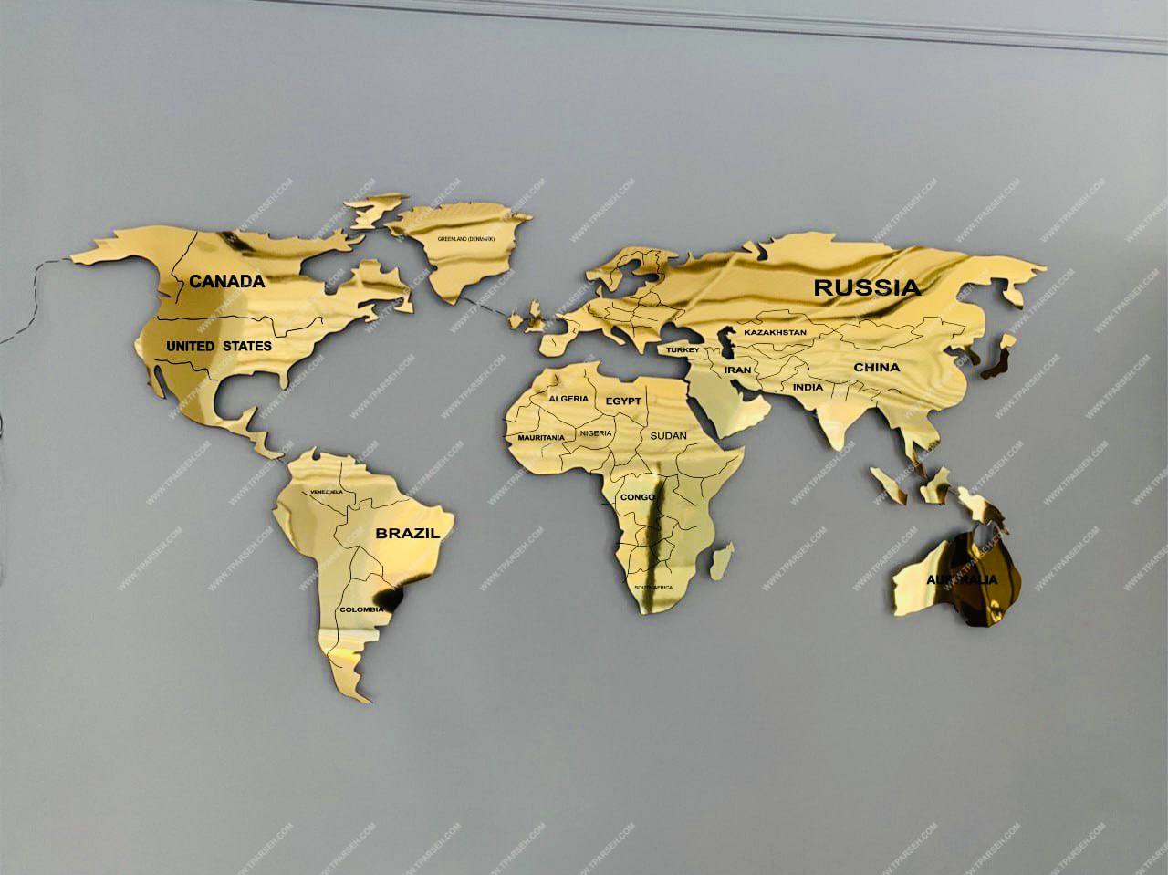 تابلو دیواری نقشه جهان طلایی